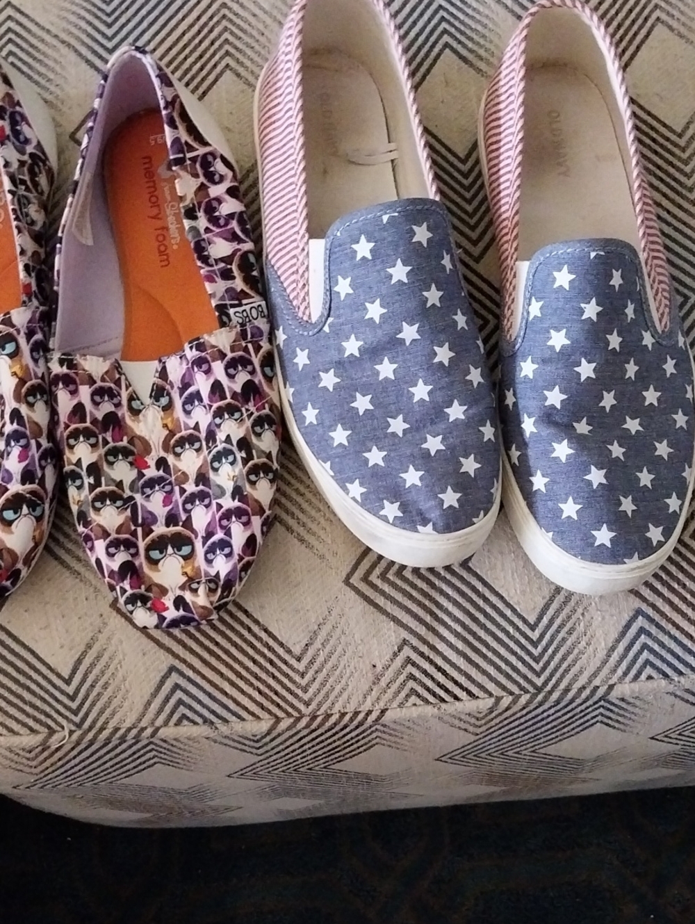 Bobs Grumpy Cat Slip On , Old Navy Red White Blue Slip on